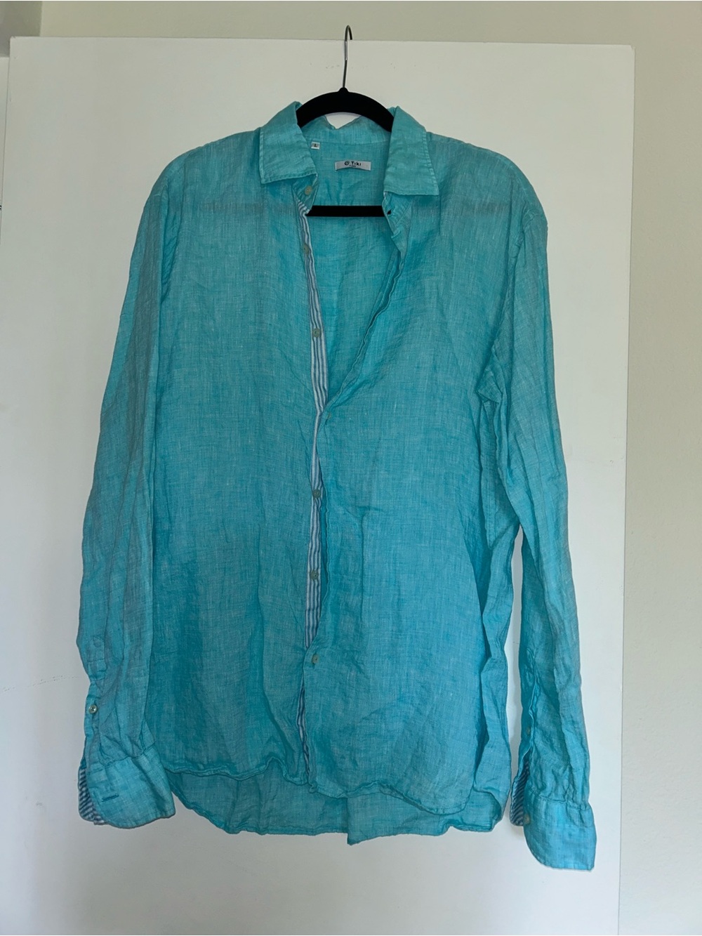 Tiki Light Turquoise Linen Shirt